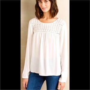 Anthropologie Meadow Rue White Crochet Vivie Blouse. XS